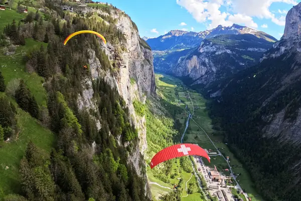 Parapente en tándem, Mürren